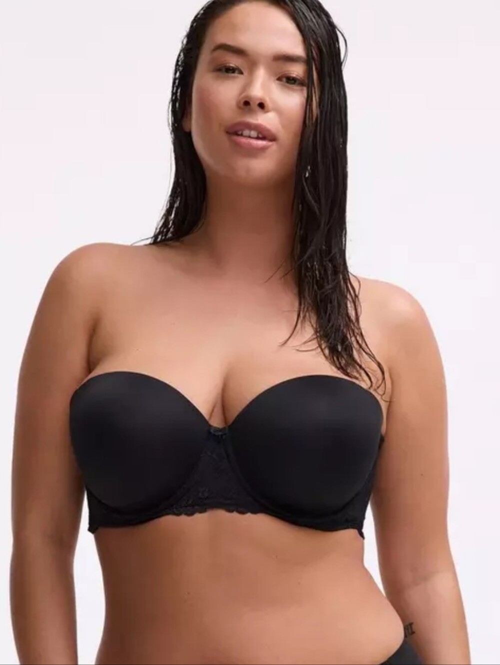 Torrid NEW Strapless Black T-Shirt Bra with Lace Band: Size 38DDD